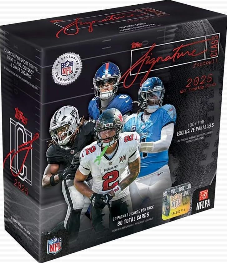 NEW 2025 SIGNATURE Class Football Card MEGA Box, 80 Cards