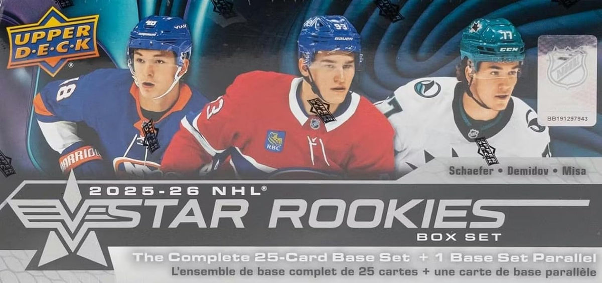 2025 2026 Upper Deck Hockey Star Rookies Limited Edition Boxed Set Featuring Ivan Demidov, Matthew Schaefer, Michael Misa and Ben Kindel Rookie Cards Plus