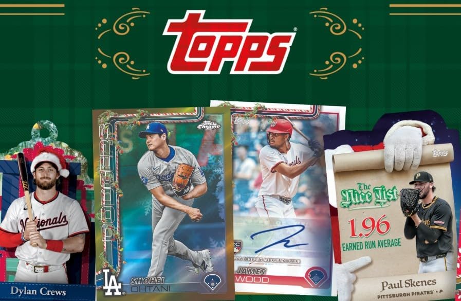 New 2025 Baseball Sealed HOLIDAY MEGA BOX (100 Cards) - Glitter Parallel - Plus Custom Aaron Judge Card-Sized Print