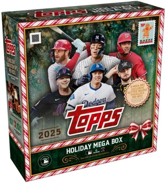 New 2025 Baseball Sealed HOLIDAY MEGA BOX (100 Cards) - Glitter Parallel - Plus Custom Aaron Judge Card-Sized Print
