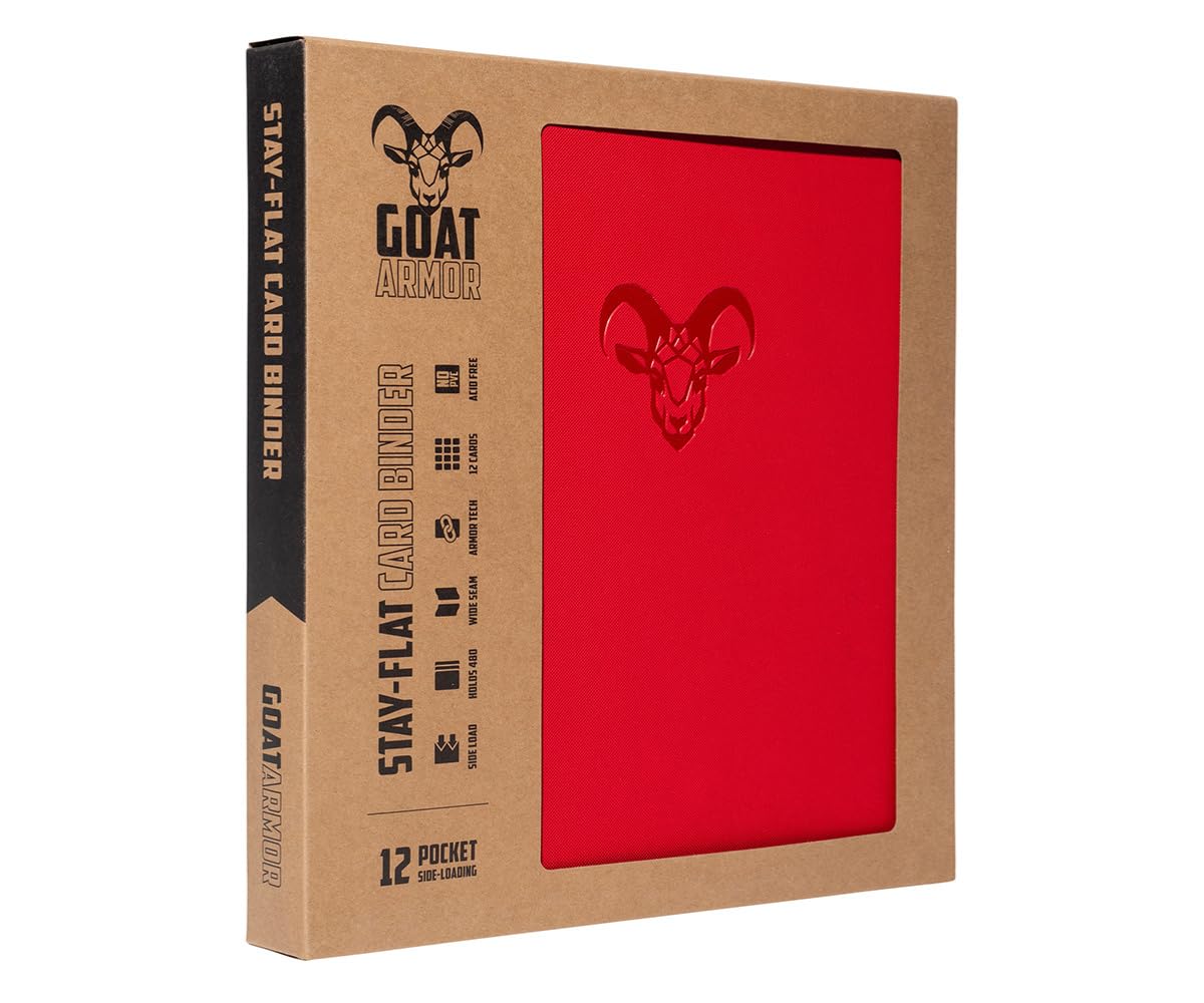 12-Pocket Trading Card Binder, 480 Card Capacity, "Stay-Flat" Design, Water-Resistant by Goat Armor (Black)