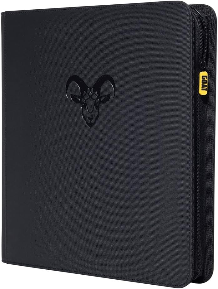 12-Pocket Trading Card Binder, 480 Card Capacity, "Stay-Flat" Design, Water-Resistant by Goat Armor (Black)
