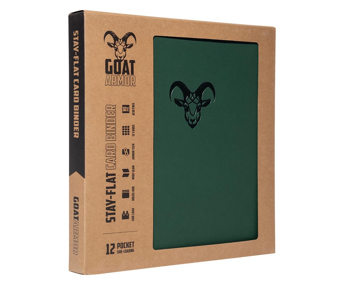 12-Pocket Trading Card Binder, 480 Card Capacity, "Stay-Flat" Design, Water-Resistant by Goat Armor (Black)
