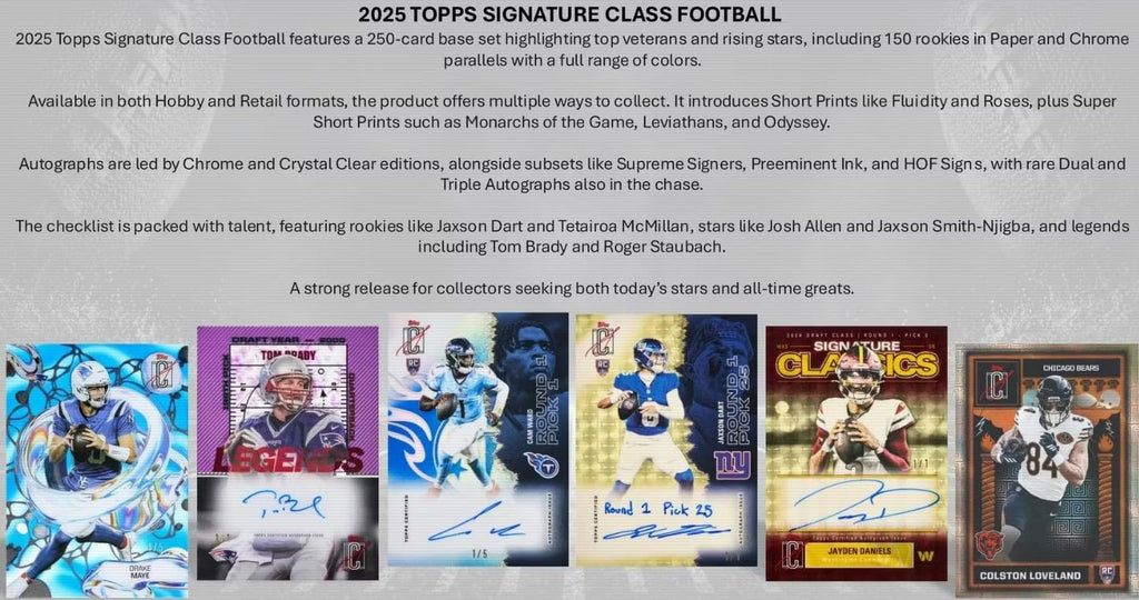 NEW 2025 SIGNATURE Class Football Card MEGA Box, 80 Cards