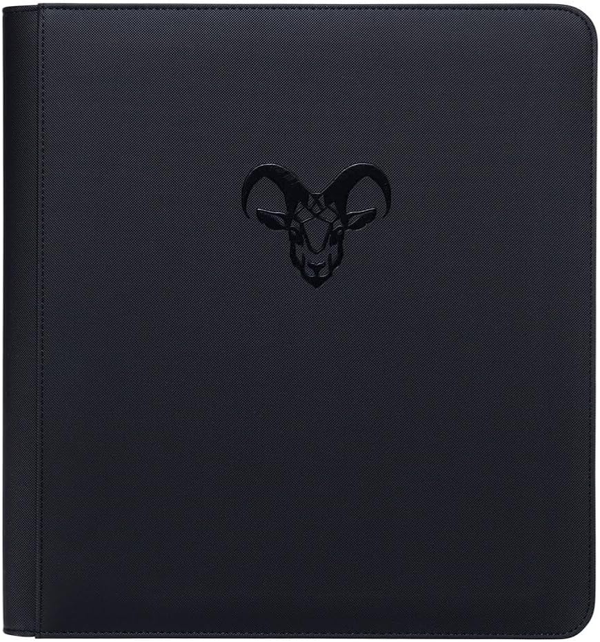 12-Pocket Trading Card Binder, 480 Card Capacity, "Stay-Flat" Design, Water-Resistant by Goat Armor (Black)